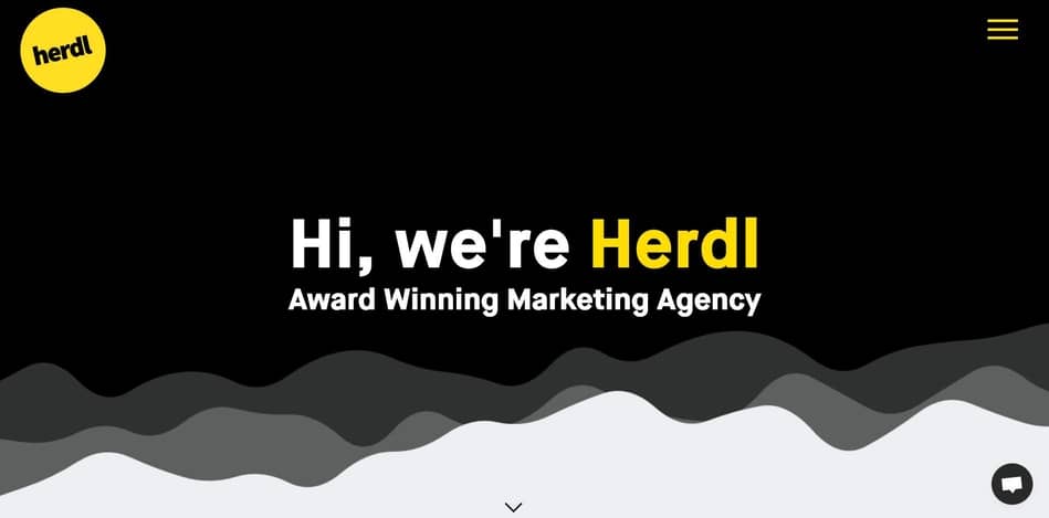 Herdl's website homepage, another example of a great web design and web development agency.